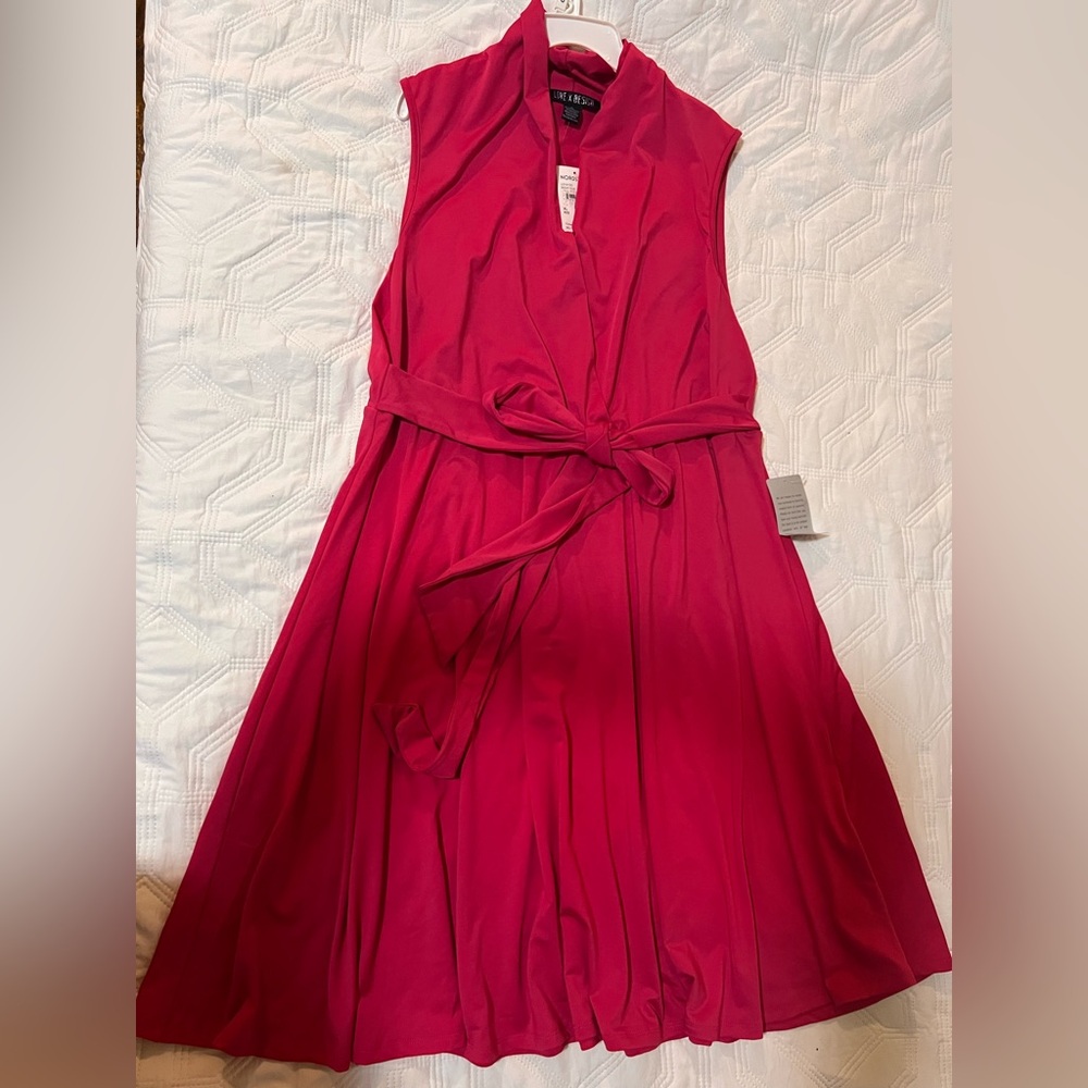 Love X Design Prescott Sleeveless Fit and Flare Belted Wrap Dress Sz XL
